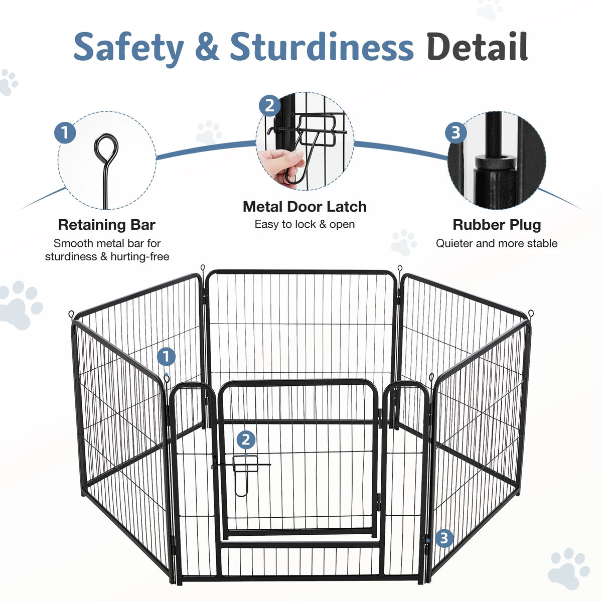 JHK 6 Panels Metal Dog Playpen Fence Outdoor