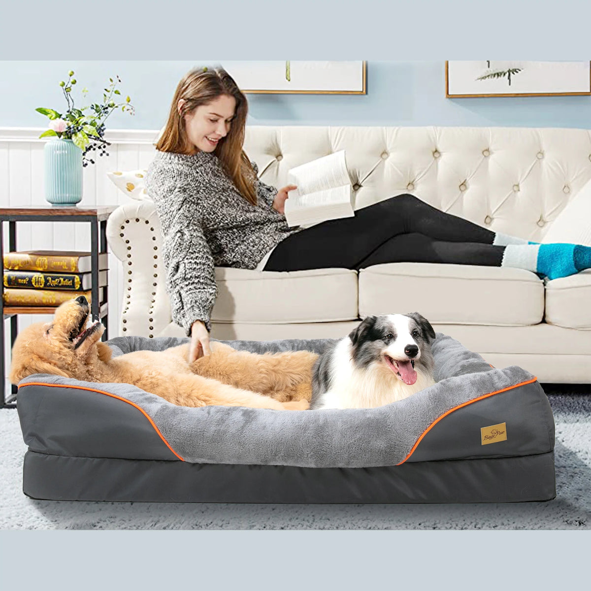 BINGOPAW Large Dog Bed With Washable Waterproof Cover