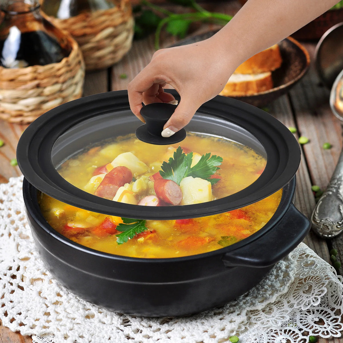 Universal Tempered Glass Replacement Lid With Silicone Rim