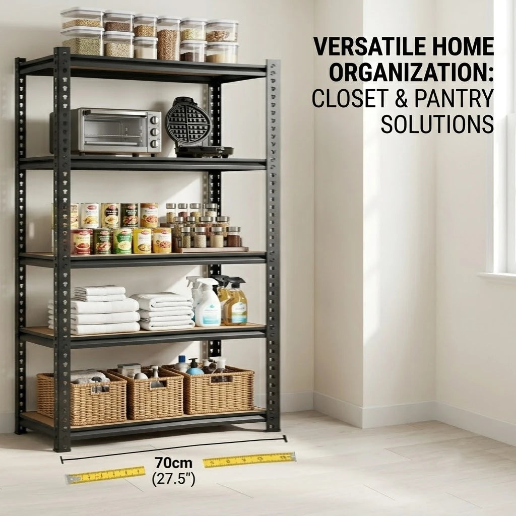 Slim 5 Tier Metal Shelving Unit Adjustable Pantry Rack