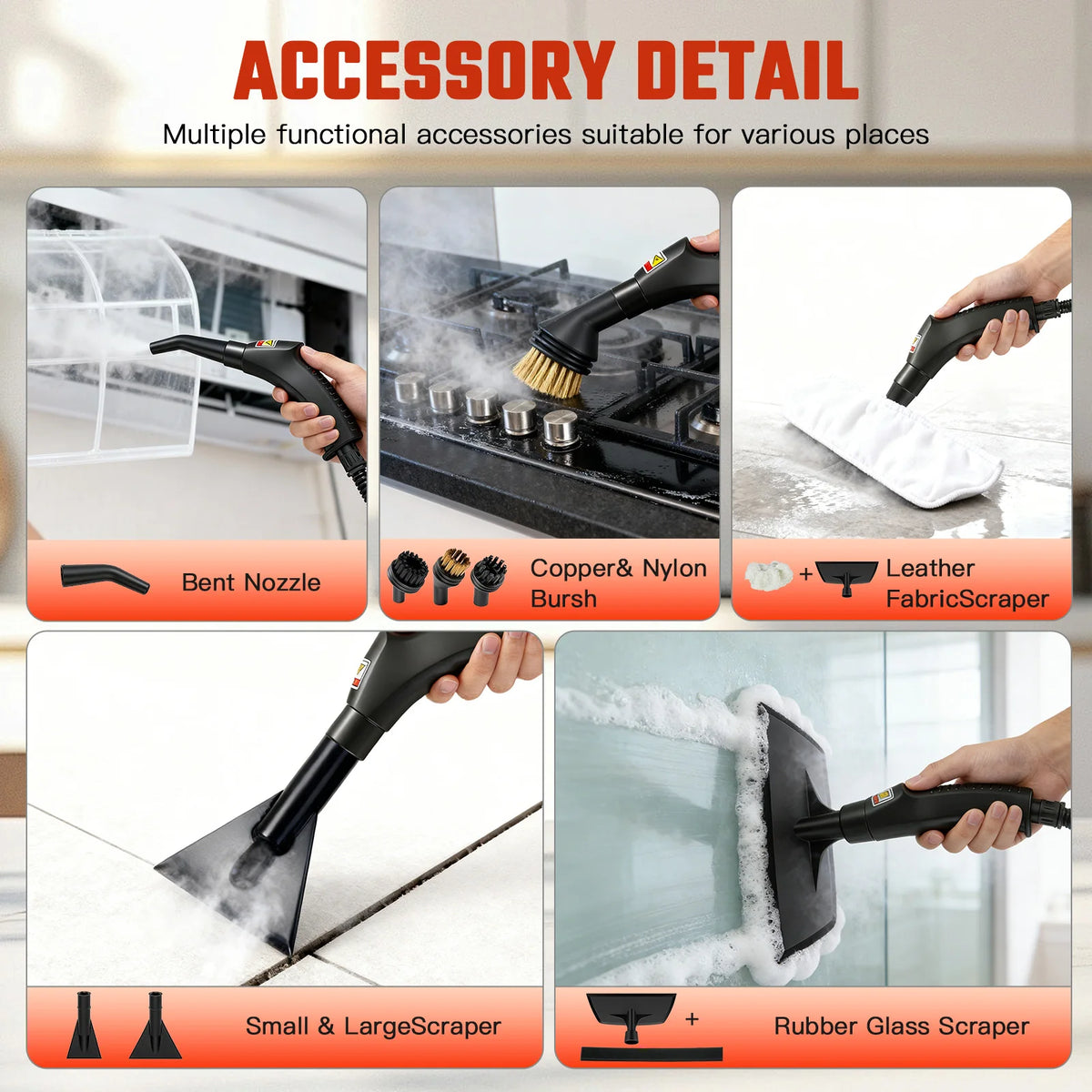 Portable Steam Cleaner With 20 Accessories And Adjustable Temp