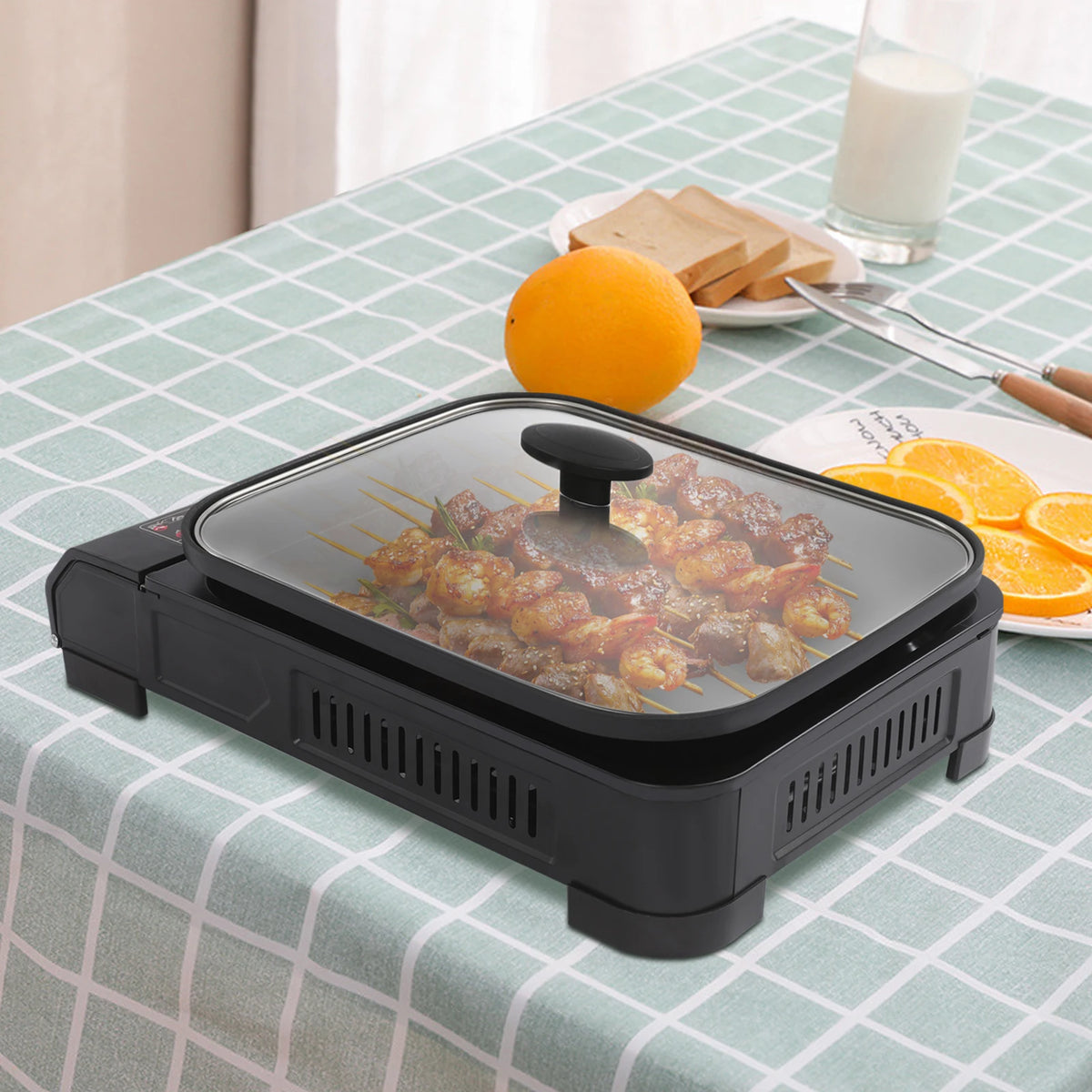 Portable Camping Butane Gas Grill Stove With Pan Lid