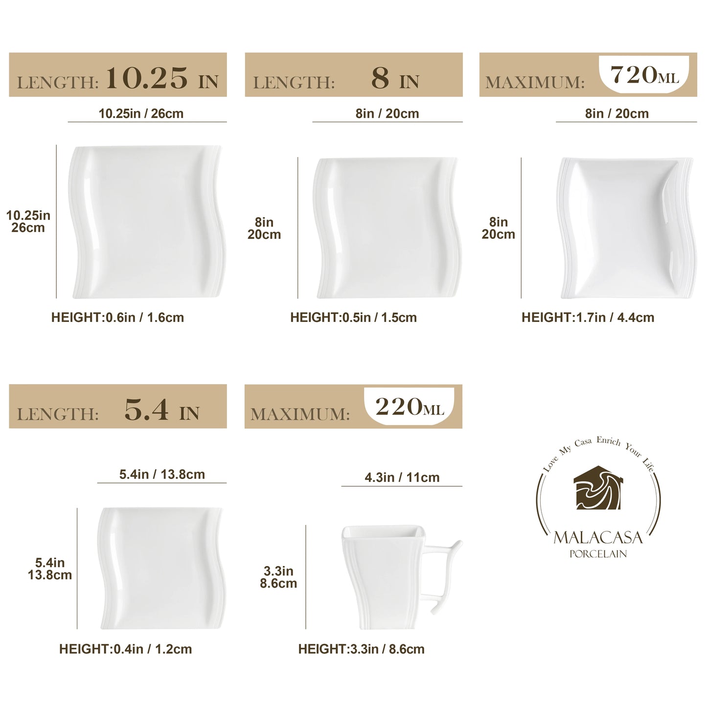 Malcasa Flora 30 Piece White Porcelain Dinnerware Set