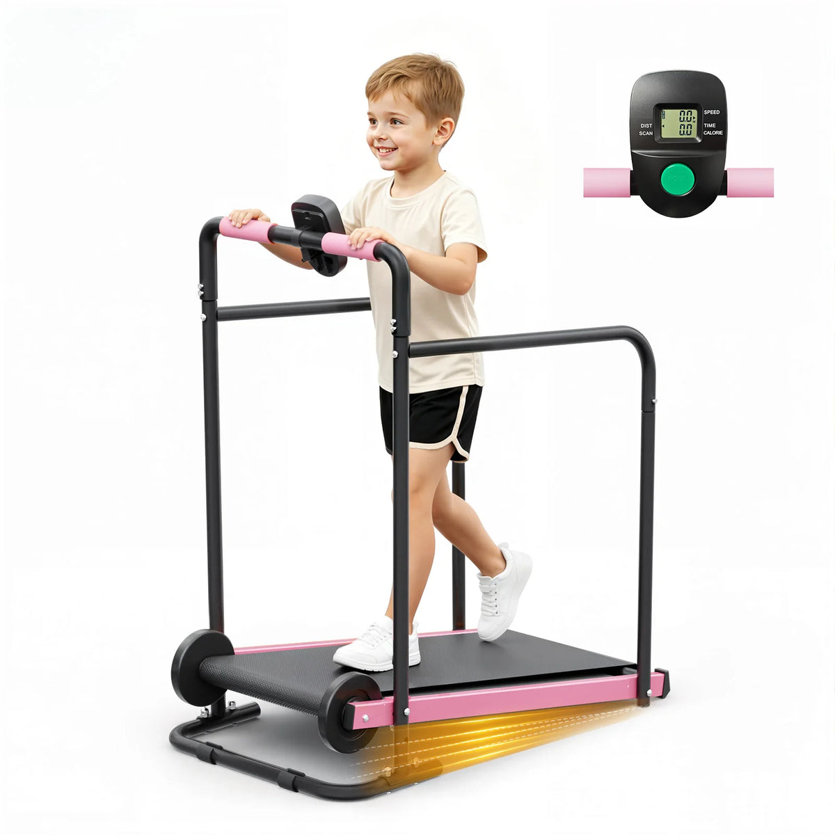 Akluer Kids Non-Electric Walking Pad Treadmill With Rails