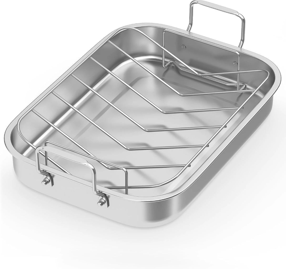 Stainless Steel Roasting Pan With V Shaped Rack