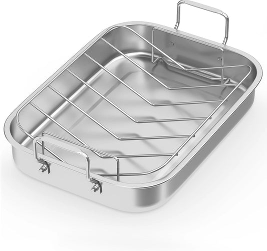 Stainless Steel Roasting Pan With V Shaped Rack