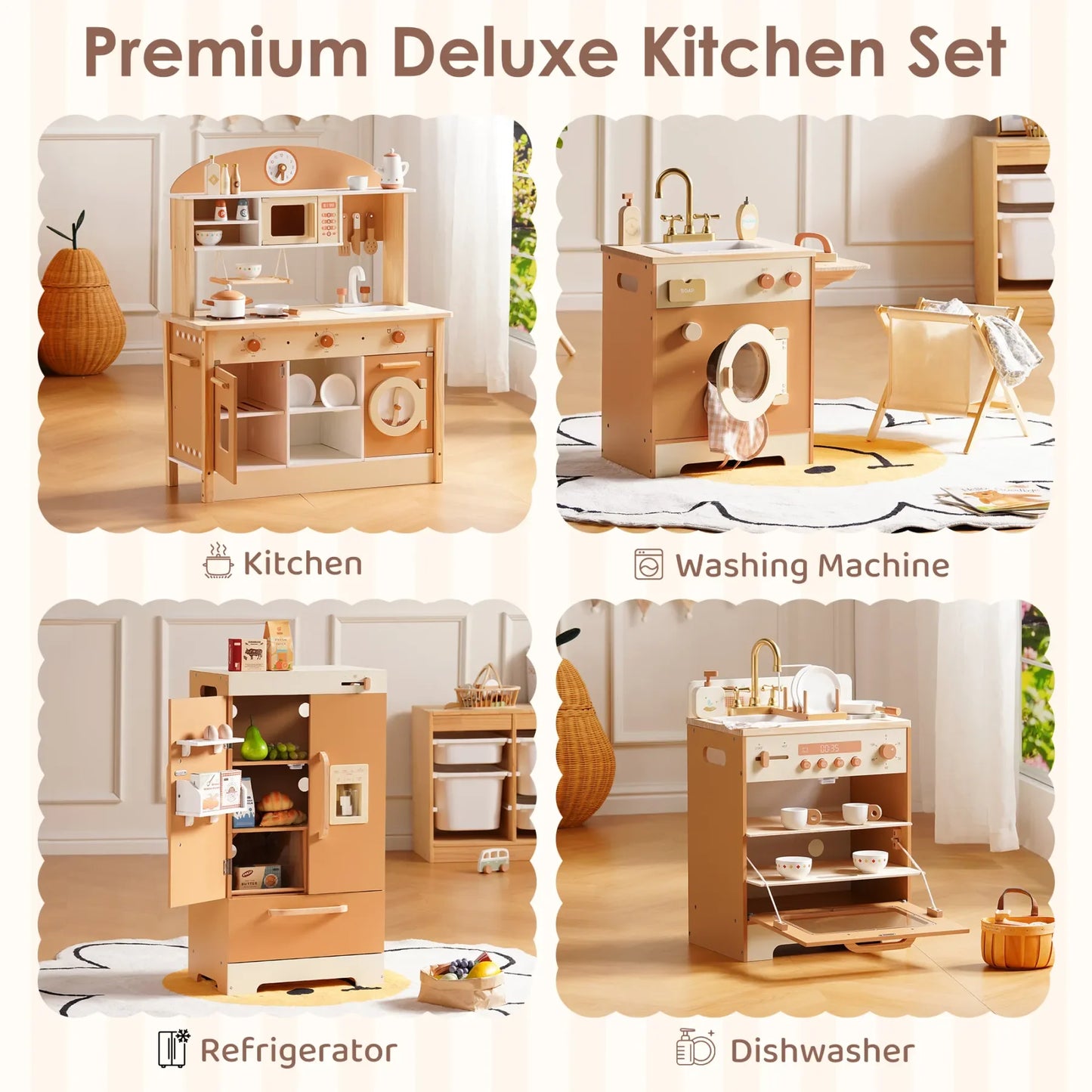 Robotime Wooden Play Kitchen With Appliances