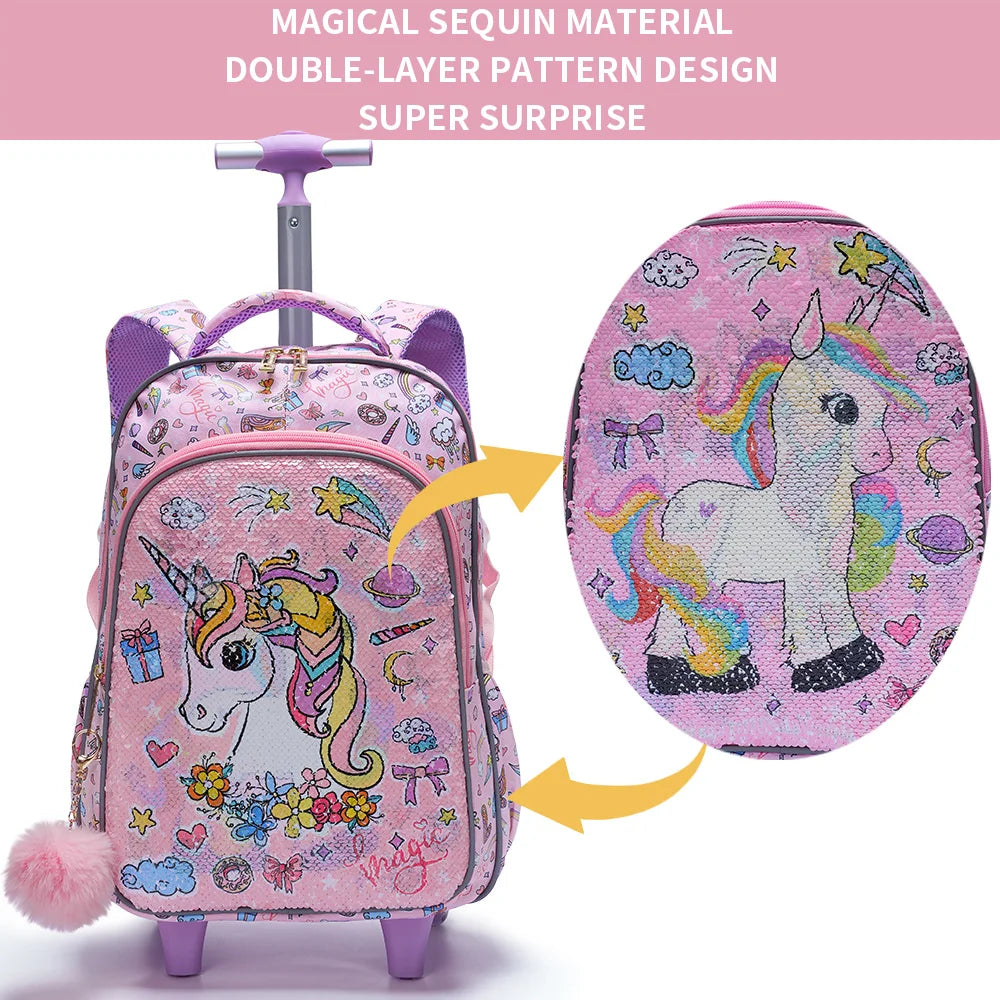 Bling Babies Girls Rolling Backpack Set