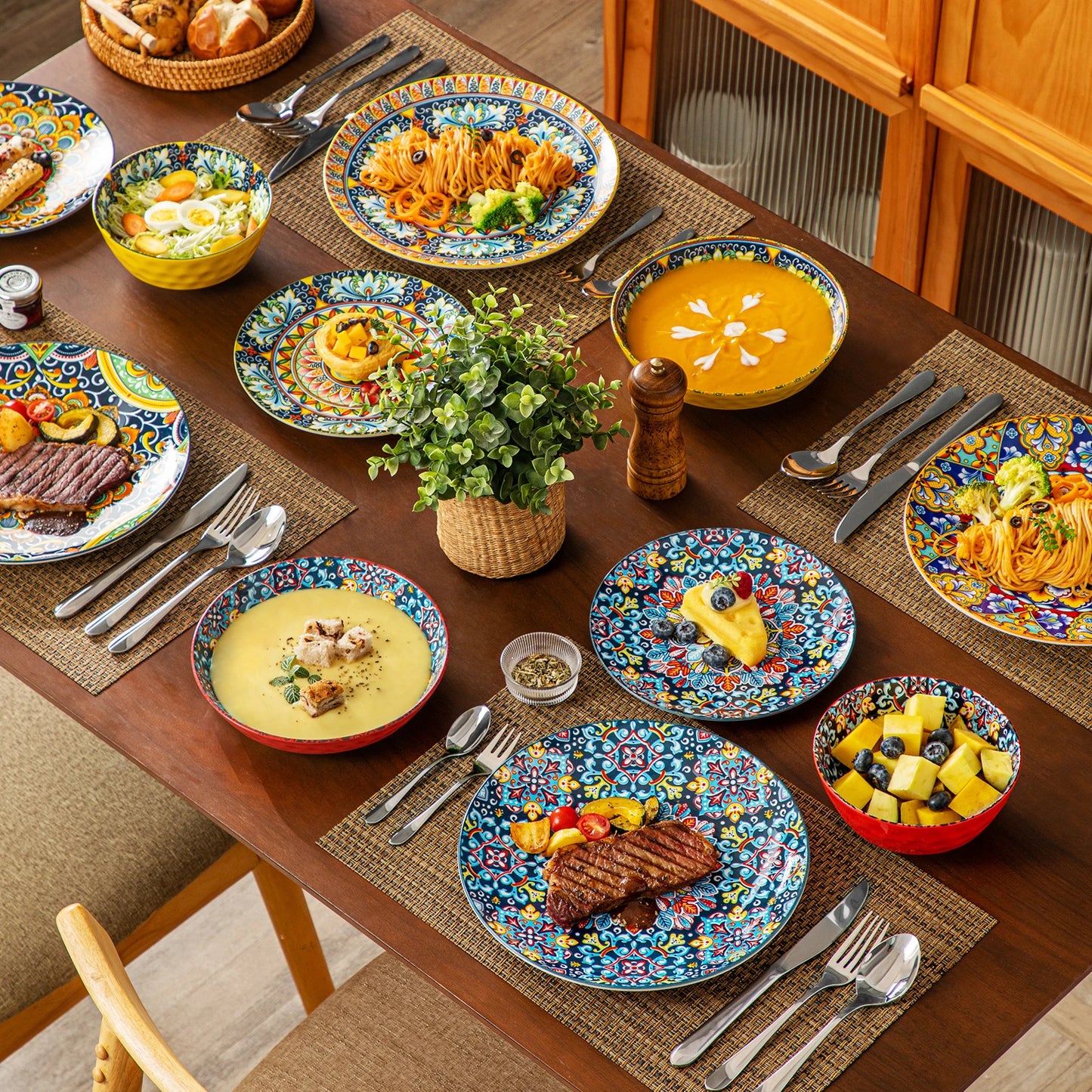 Malacasa Bohemian Style Ceramic Dinnerware Set