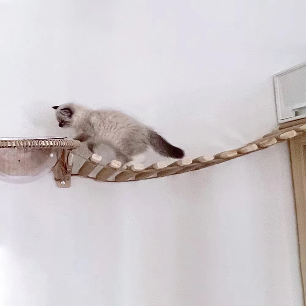 Cat Bridge Ladder for Cage Sisal Rope Wood Cat Furniture