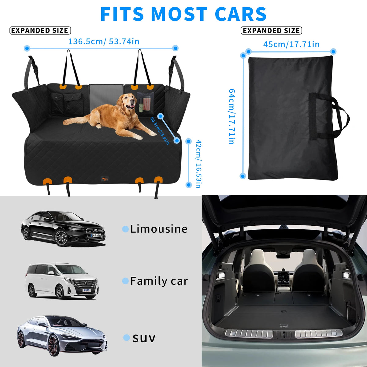 BORWART Waterproof Dog Car Seat Cover Hammock Extender