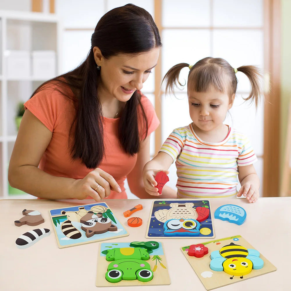 Educational Wooden Animal Puzzles For Toddlers
