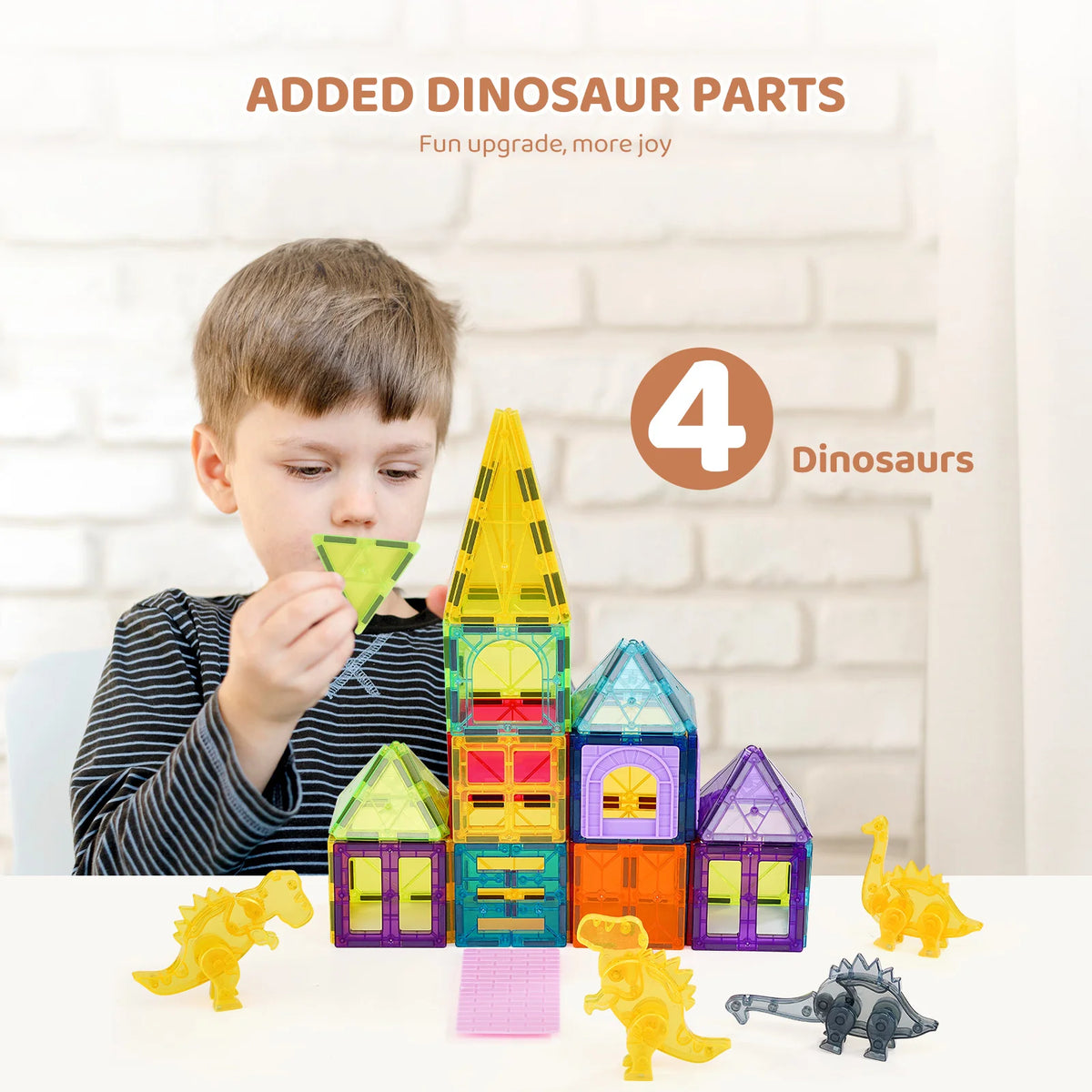 SucceBuy 56pcs Magnetic Tiles With Dinosaurs