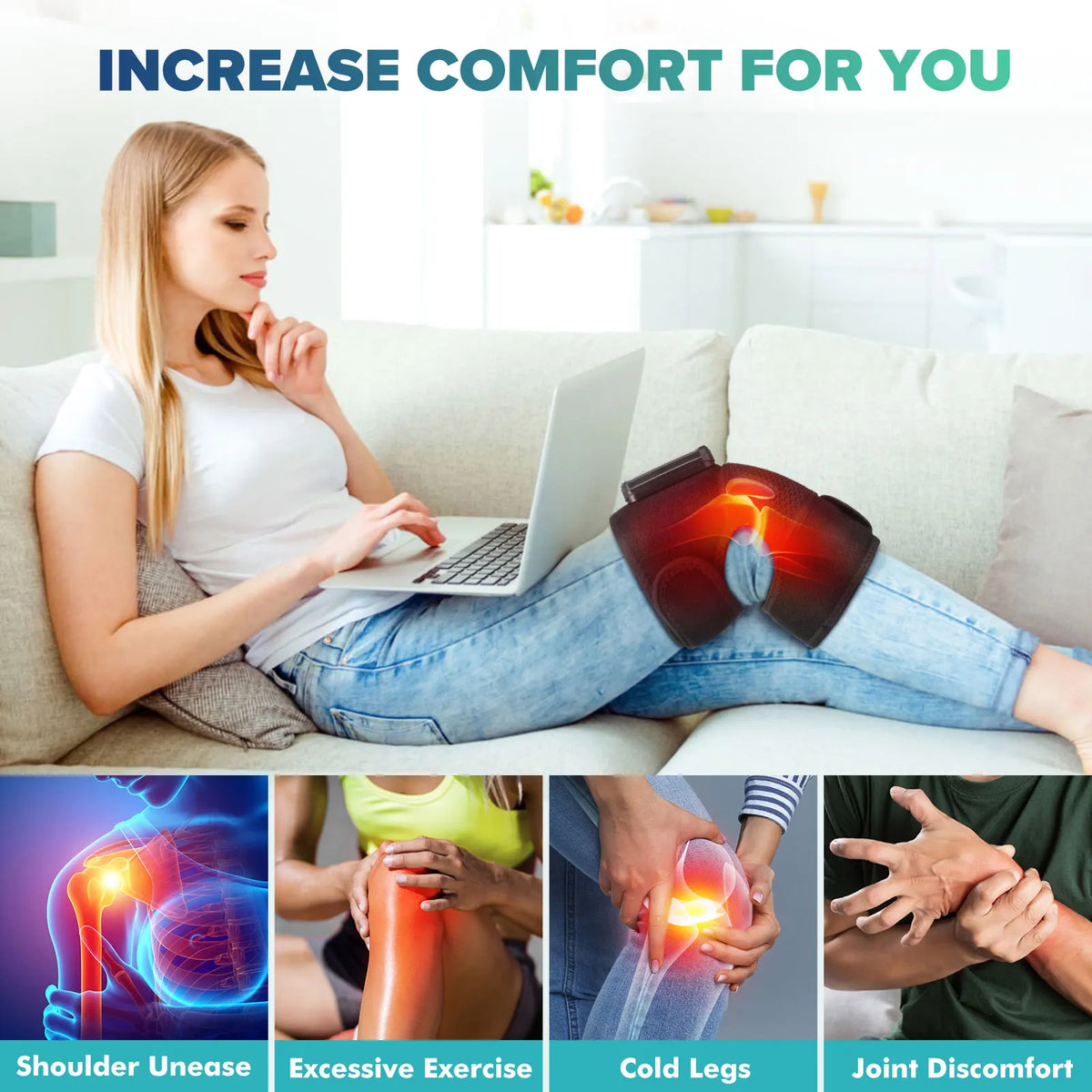 Hailicare Cordless Heated Knee Massager With Vibration