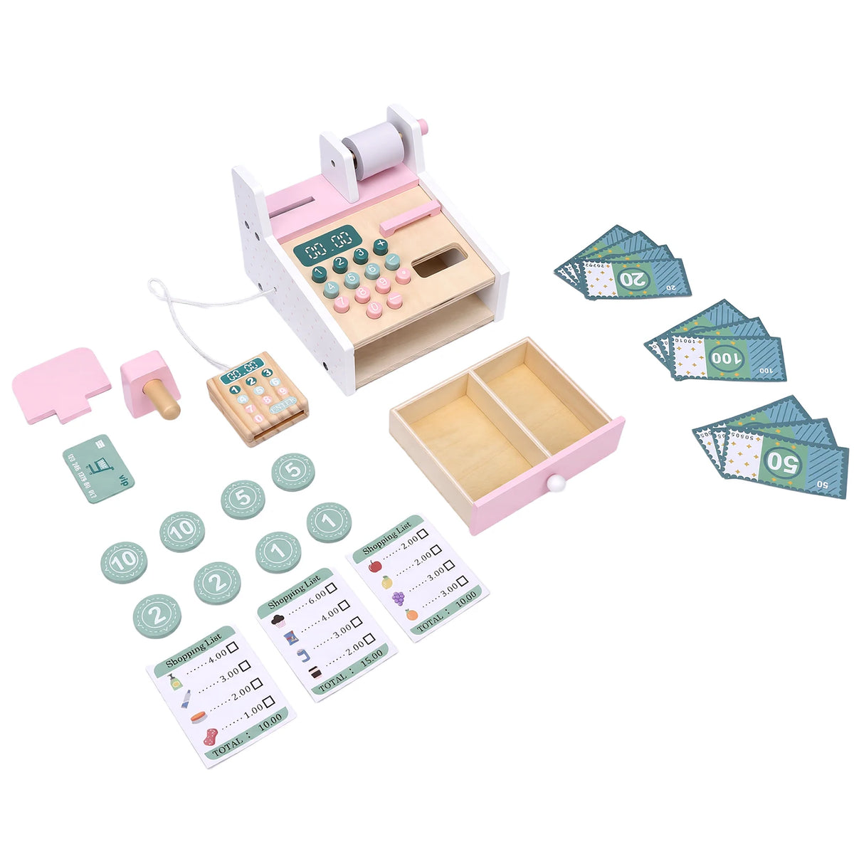 Kids Wooden Cash Register With Learning Scanner
