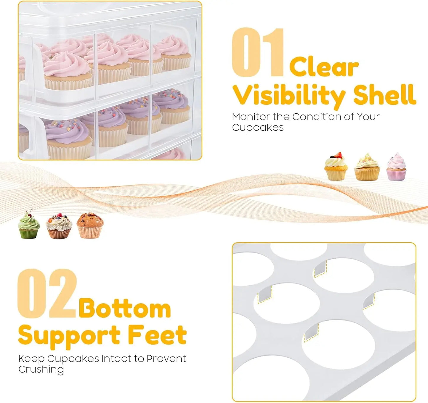 Bymaocar Stackable Cupcake Carrier And Storage Box