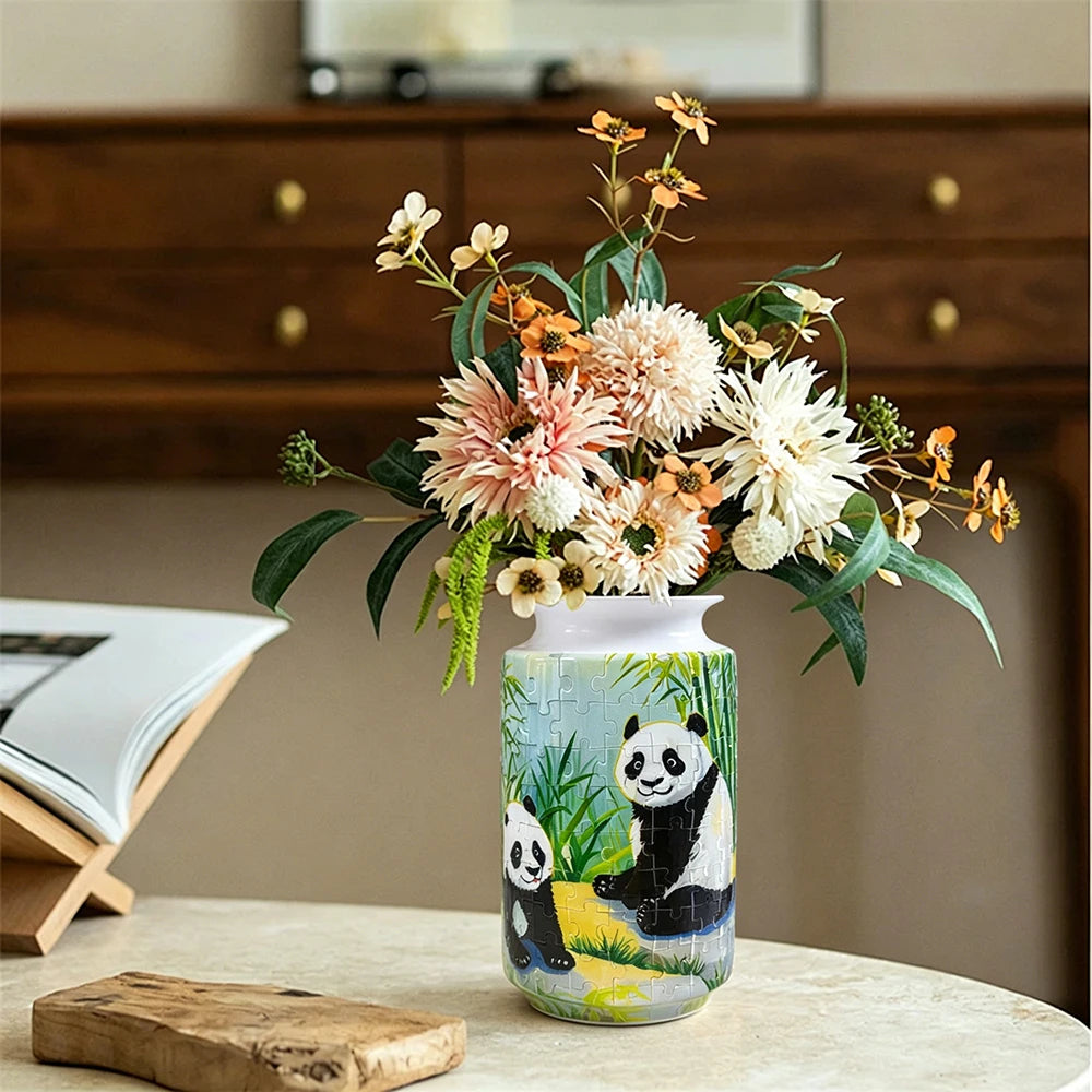 CONUSEA 3D Panda Bamboo Puzzle Vase For Home Decor Ornament