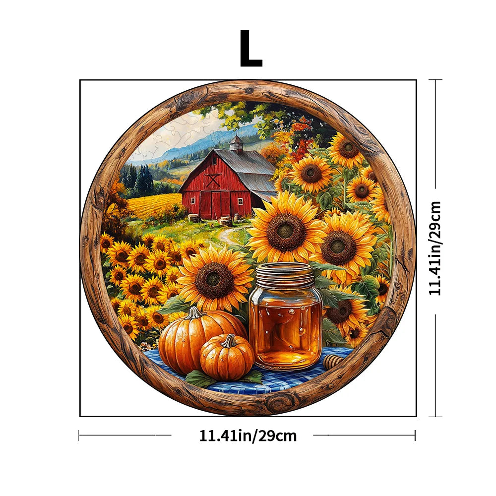 Vintage Farm Sunflower Wooden Jigsaw Puzzle