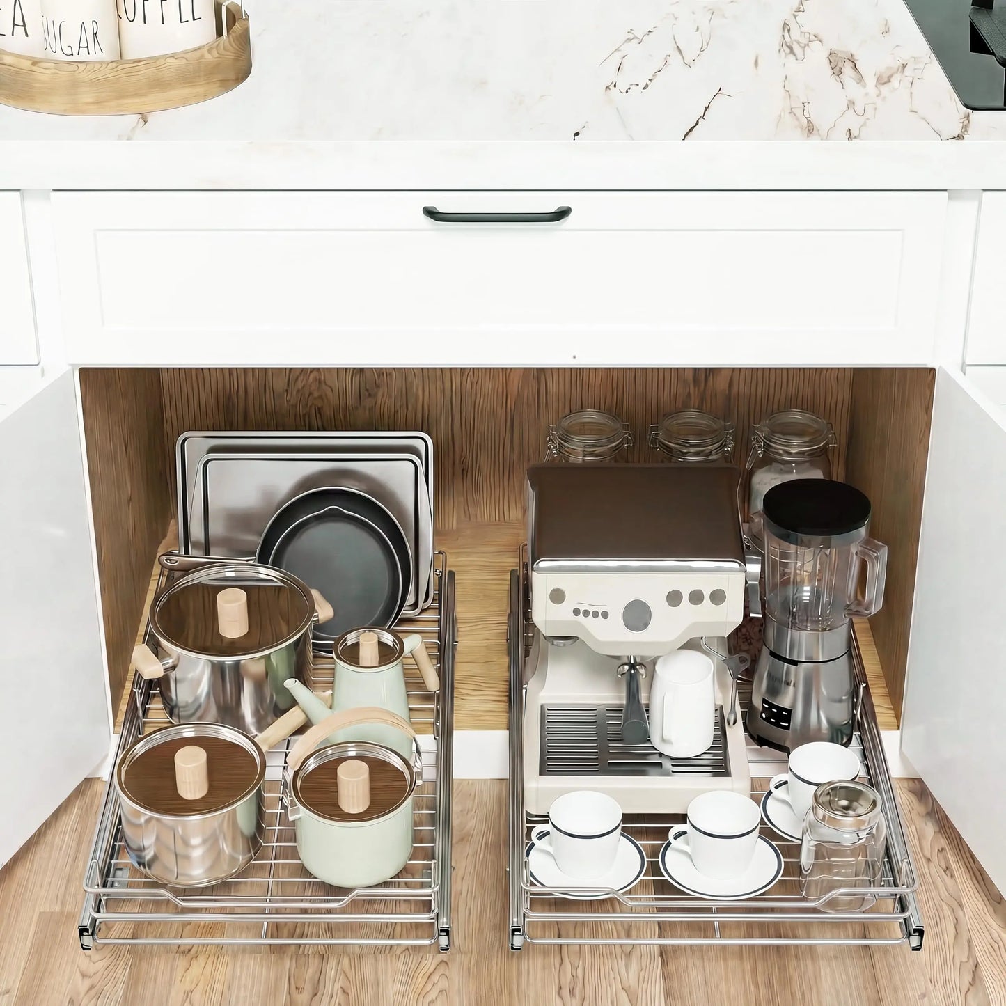 HiMISS Stainless Steel Pull Out Cabinet Organizer