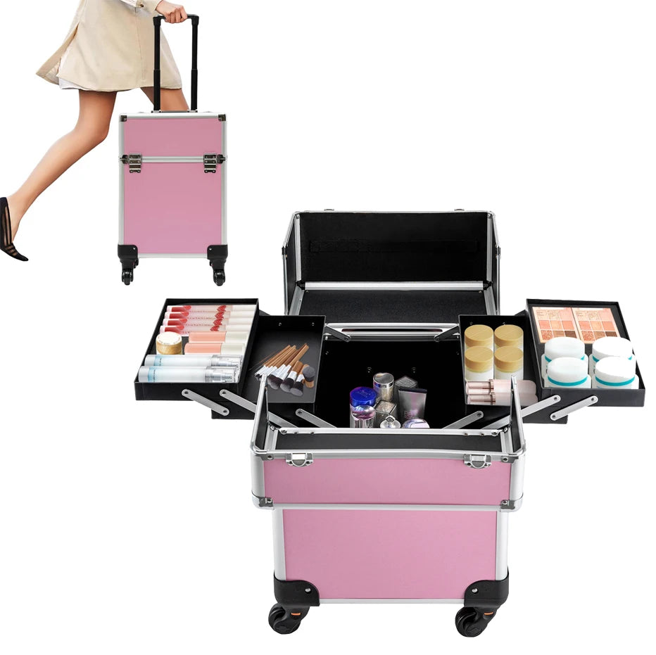 Aluminum Makeup Train Case With Lock And Wheels
