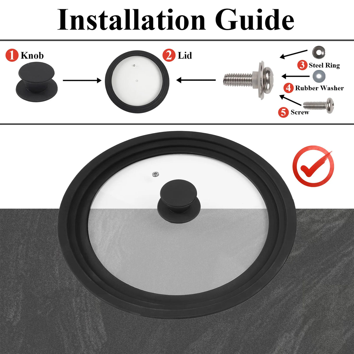 Universal Tempered Glass Replacement Lid With Silicone Rim