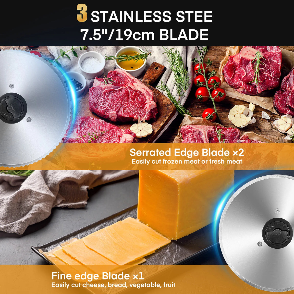 Compact Electric Deli Slicer With Adjustable Thickness Dial