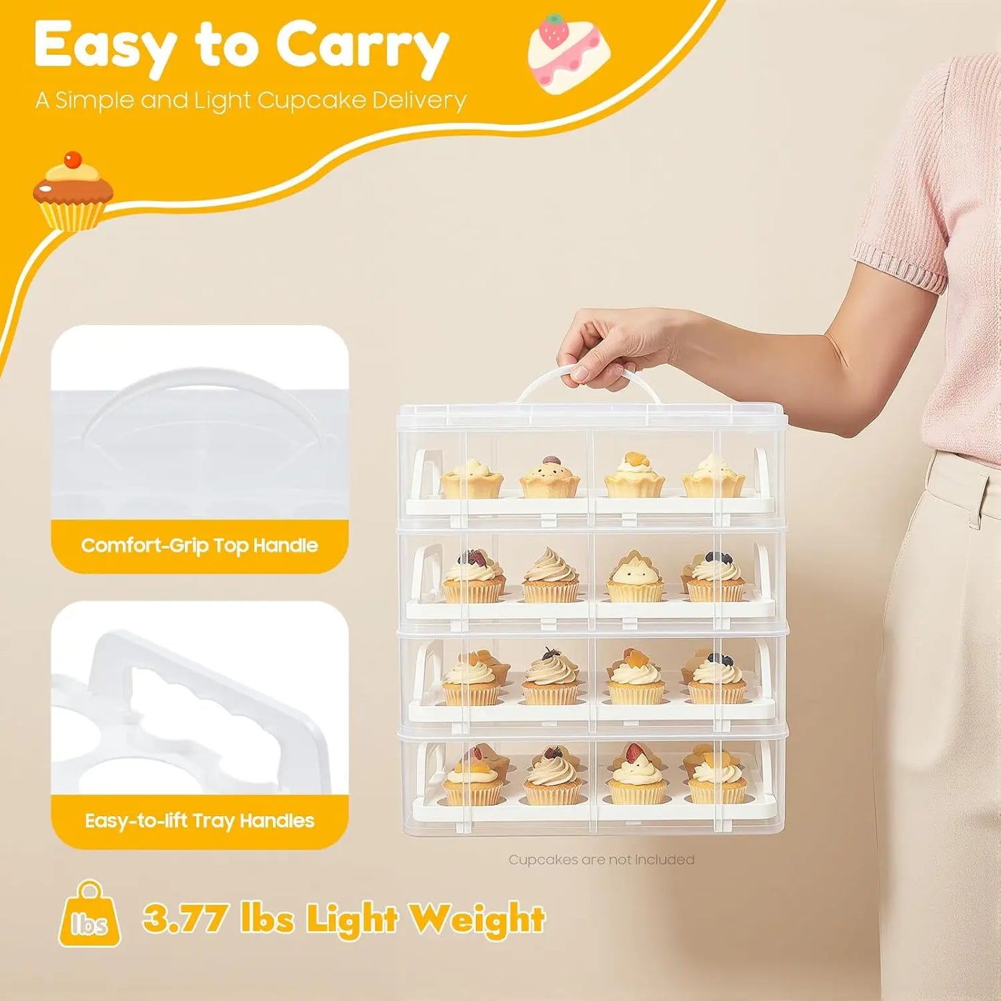 Bymaocar Stackable Cupcake Carrier And Storage Box