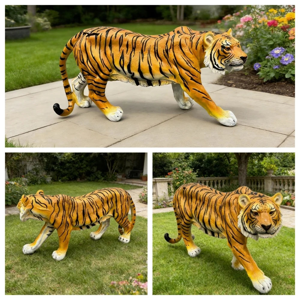 Simulated Tiger Resin Statue For Garden And Outdoor Decor