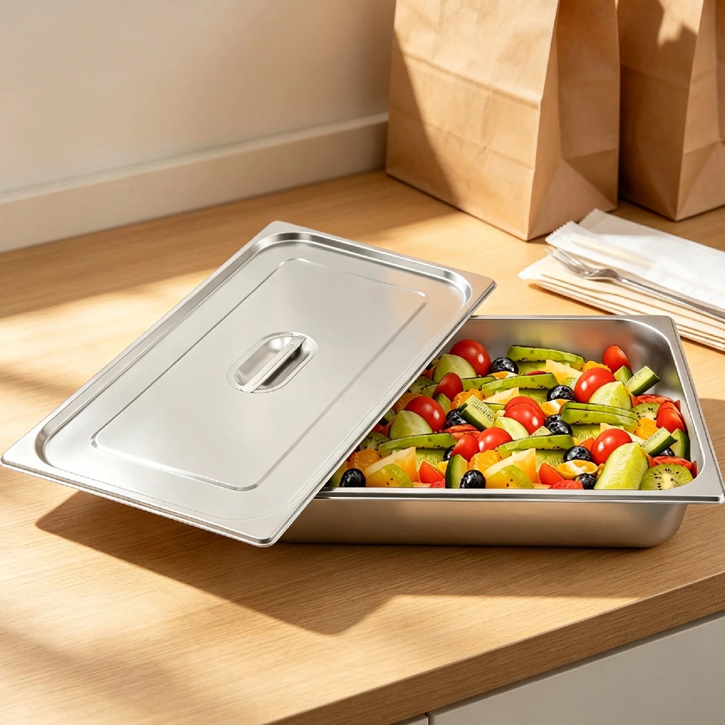 Bymaocar Stainless Steel Steam Table Pan And Lid Set