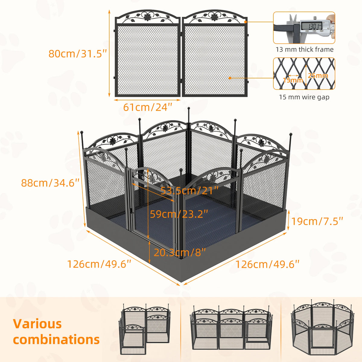 Borwart Heavy Duty Dog Playpen 8 Panel Exercise Enclosure