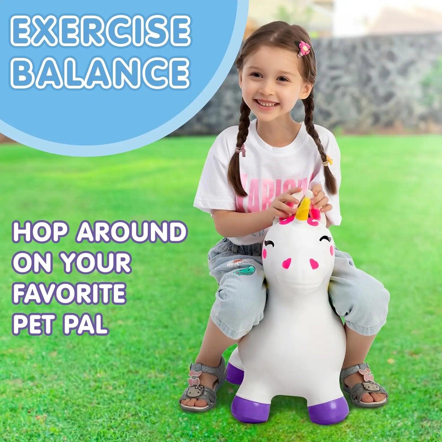 Joyfy Kids Bouncy Unicorn Ride On Toy