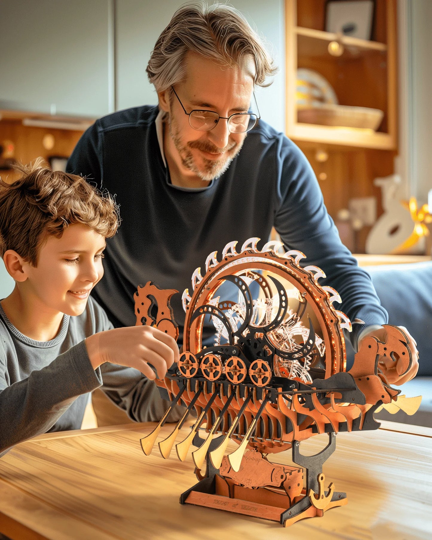 ROKR Viking Dragon Ship Wood 3D Puzzle Kit with LED