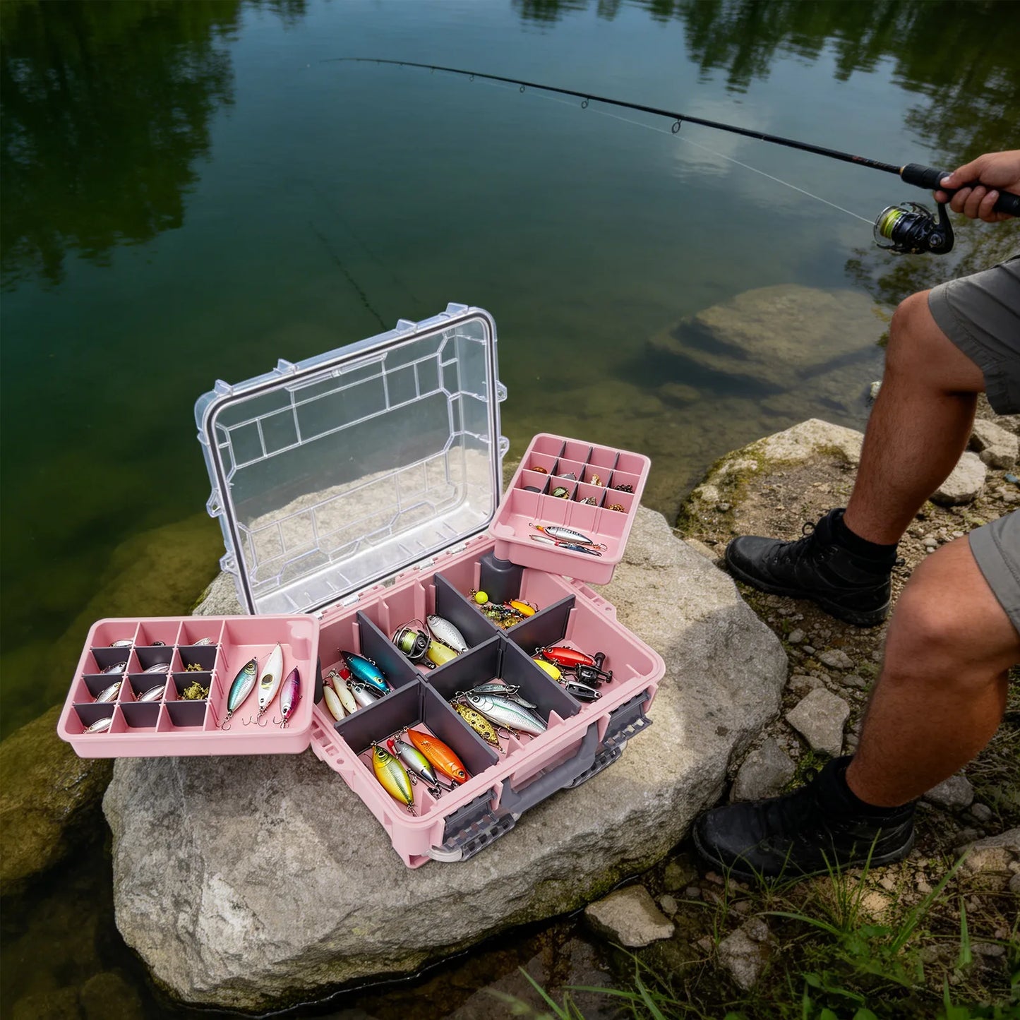 Fishing Tackle Box Organizer With Removable Slots