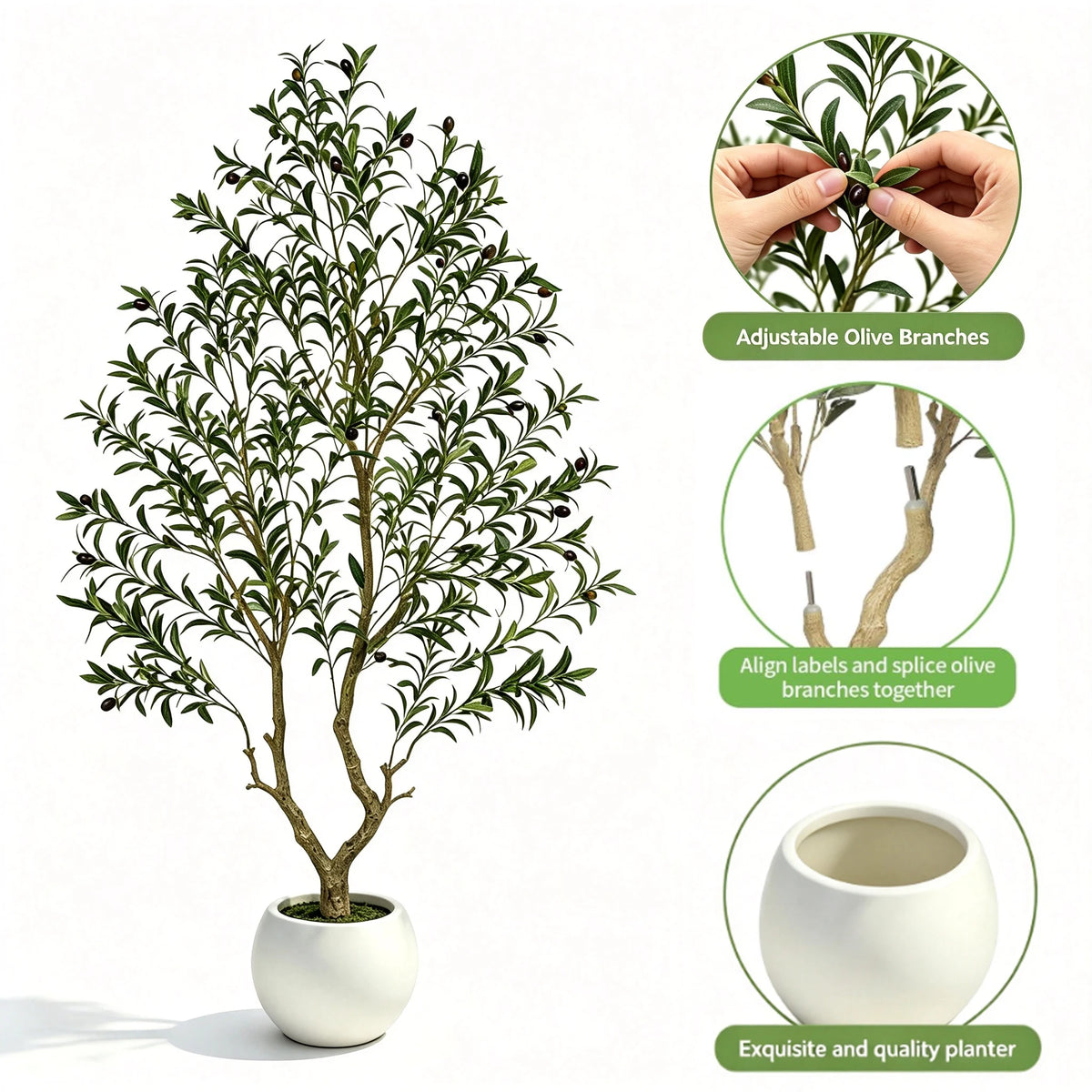 Olitree Artificial Olive Tree With Decorative Planter