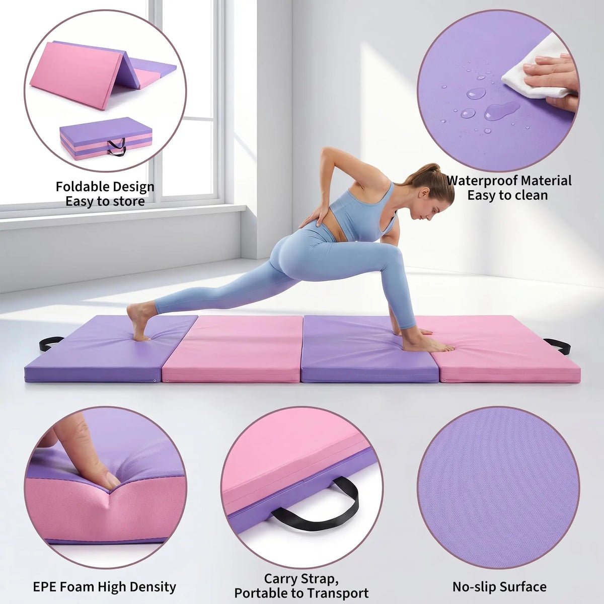 Himiss Foldable Gymnastics Mat For Home Workouts