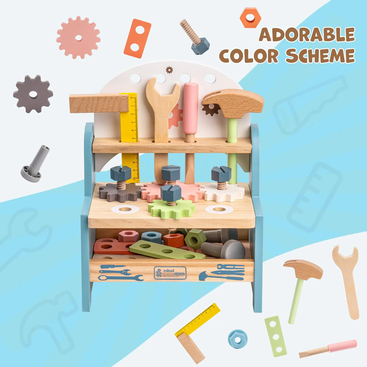 Robud Wooden Play Tool Workbench Set Montessori Toy