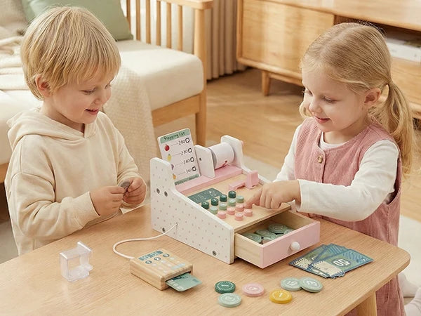 Kids Wooden Cash Register With Learning Scanner