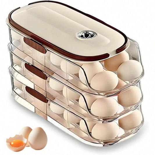 Stackable 3 Tier Rolling Egg Dispenser With Handle
