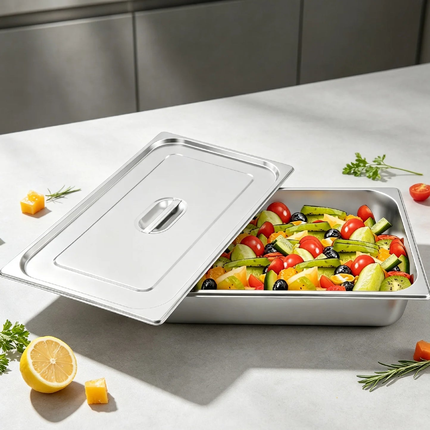 Bymaocar Stainless Steel Steam Table Pan And Lid Set