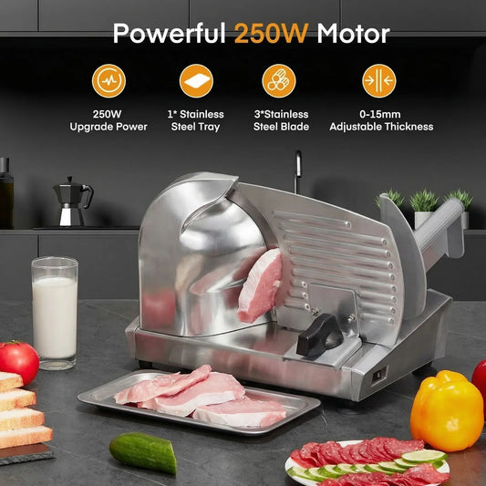 Compact Electric Deli Slicer With Adjustable Thickness Dial