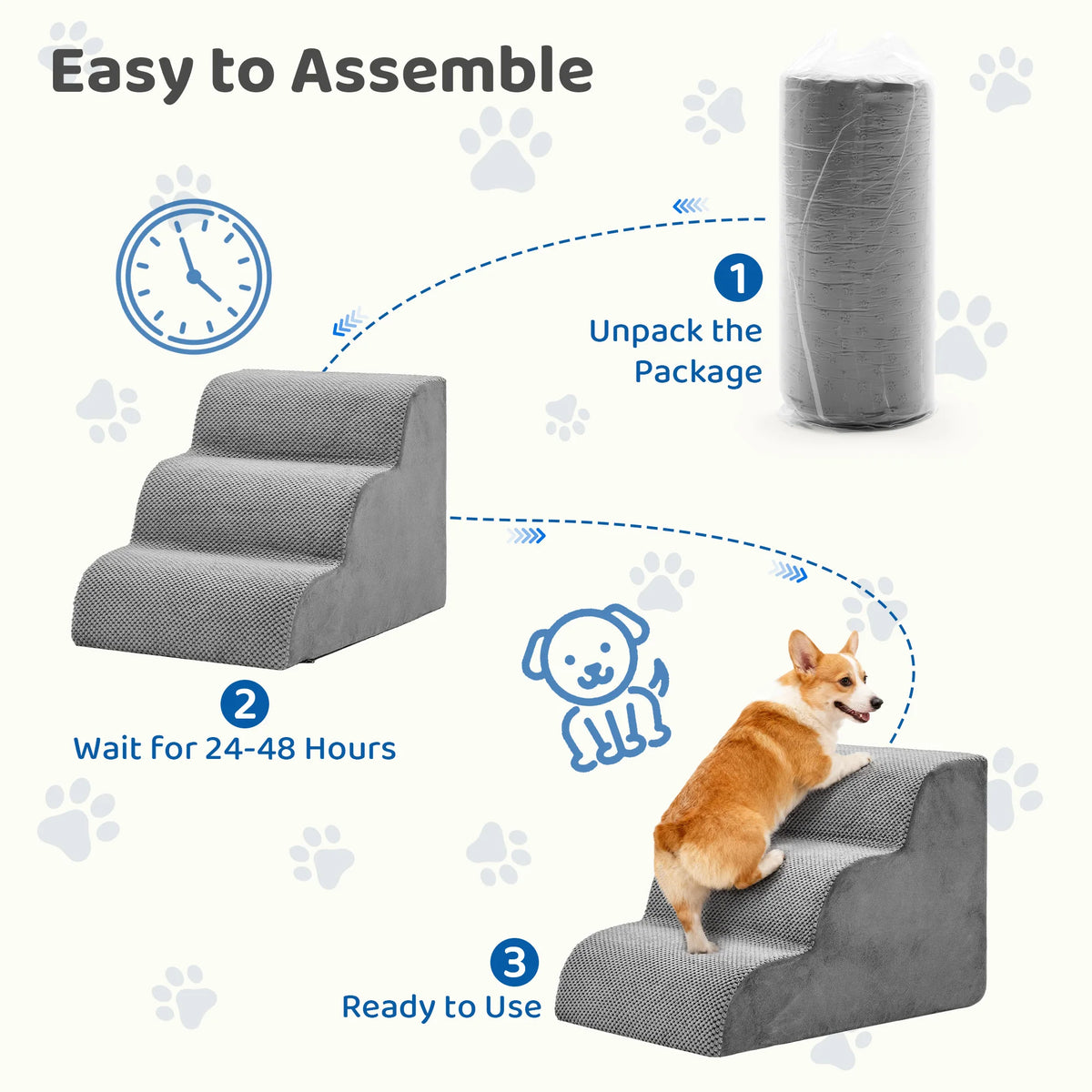 Curved High Density Foam Dog Steps Ramp For Small Dogs