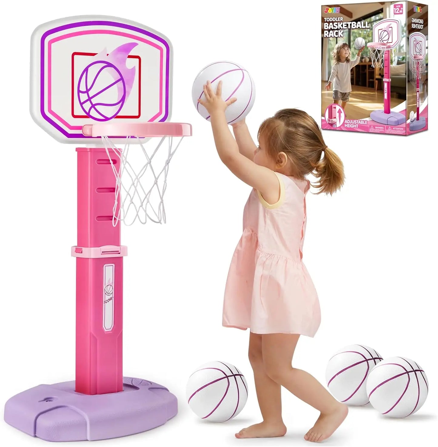 Joyfy Adjustable Toddler Indoor Basketball Goal Set