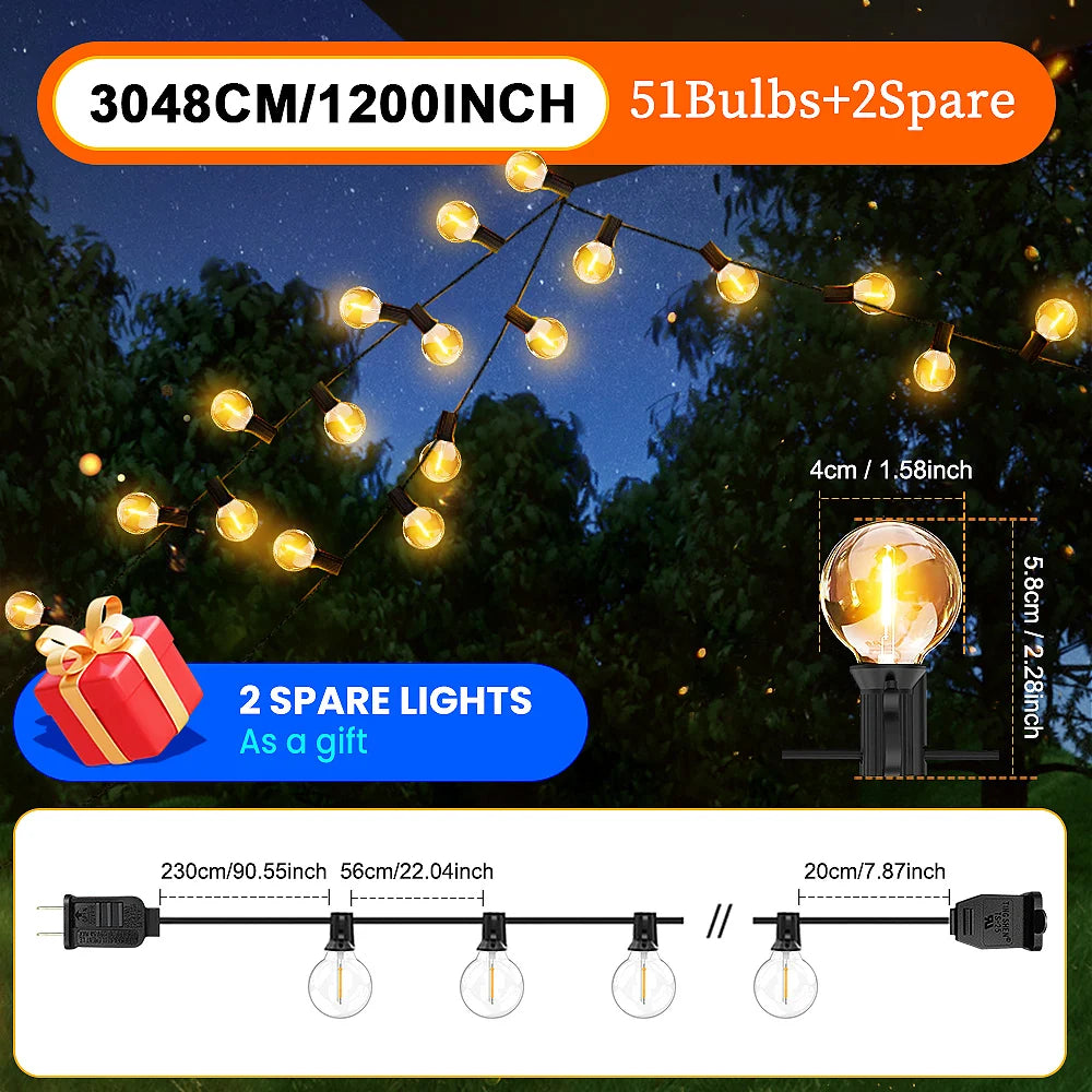 Aiopp LED Globe String Lights Outdoor Waterproof Bulbs
