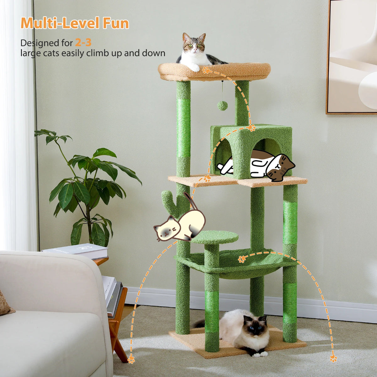 PAWZ Road Cactus Cat Tree Tower For Large Cats