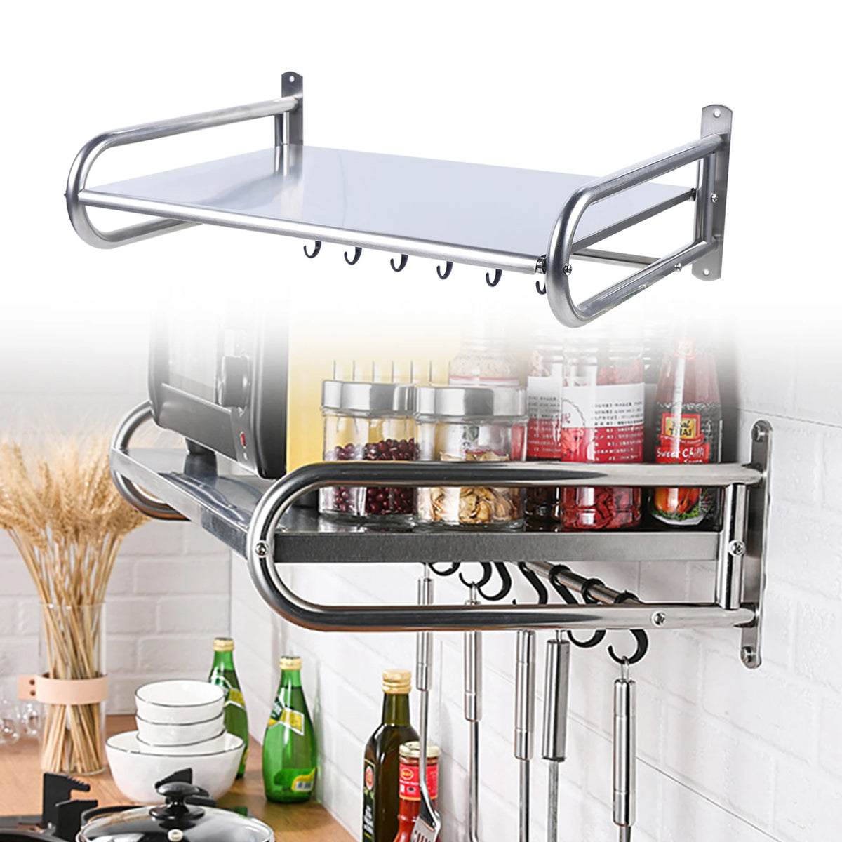 Stainless Steel Wall Mounted Kitchen Microwave Rack
