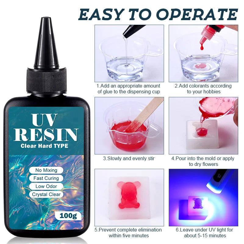 Crystal Clear UV Resin Kit With Light For Jewelry Making