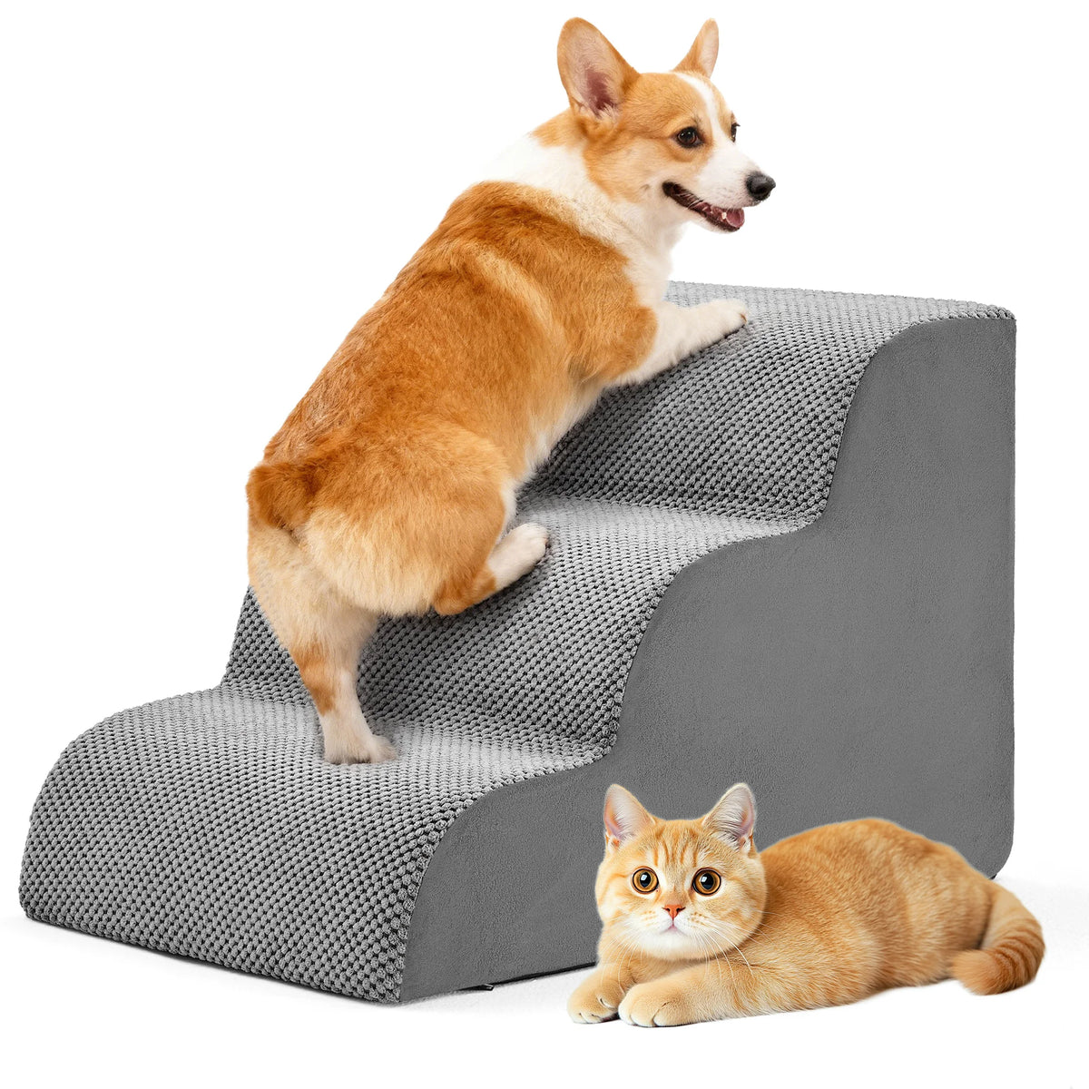 Curved High Density Foam Dog Steps Ramp For Small Dogs