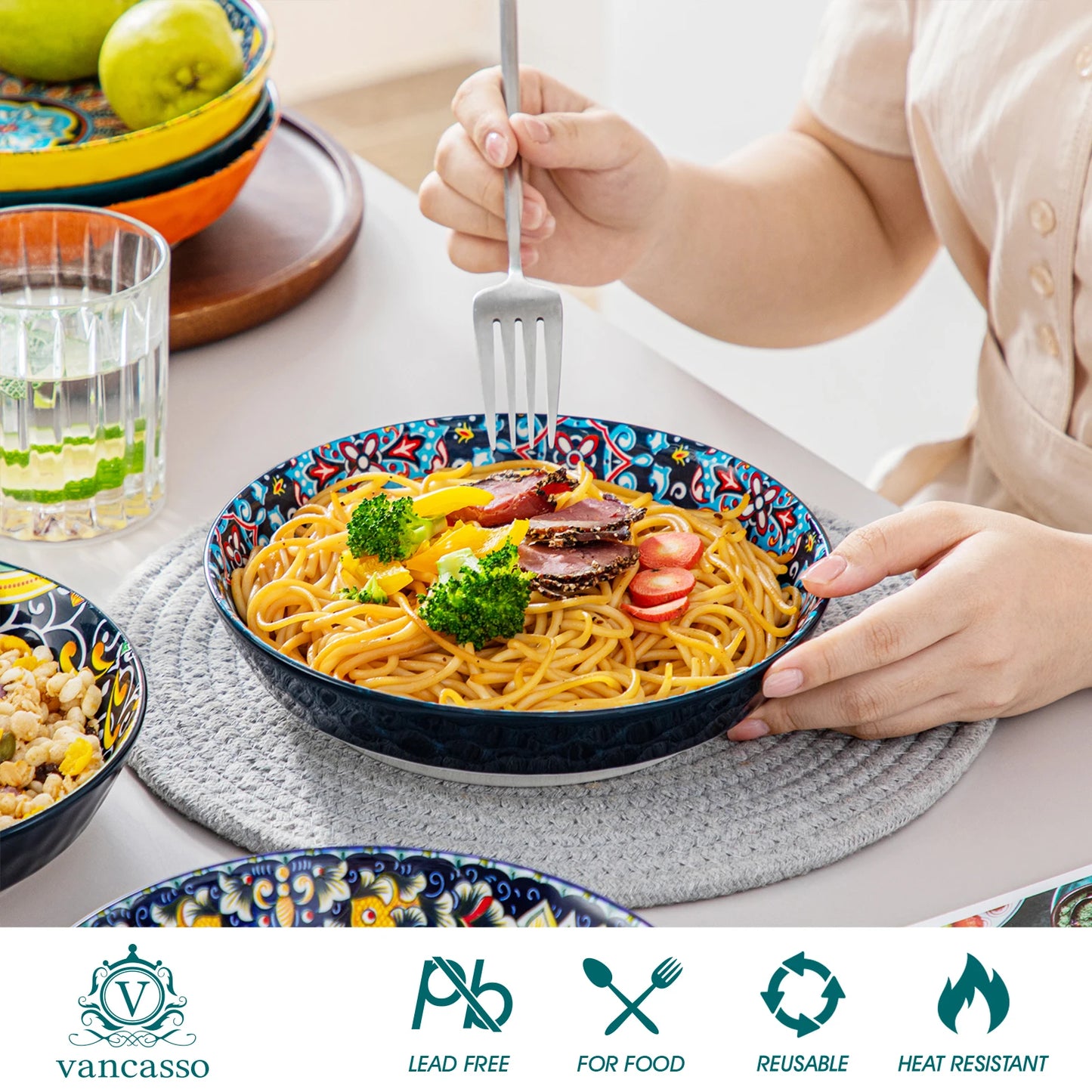 Malacasa Bohemian Style Ceramic Dinnerware Set