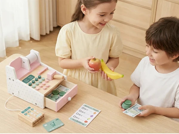 Kids Wooden Cash Register With Learning Scanner