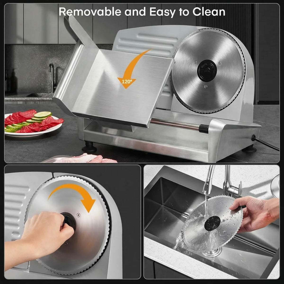 Compact Electric Deli Slicer With Adjustable Thickness Dial